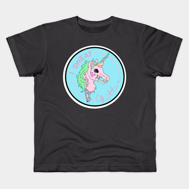 I Sweat Glitter Unicorn Kids T-Shirt by kayylpso